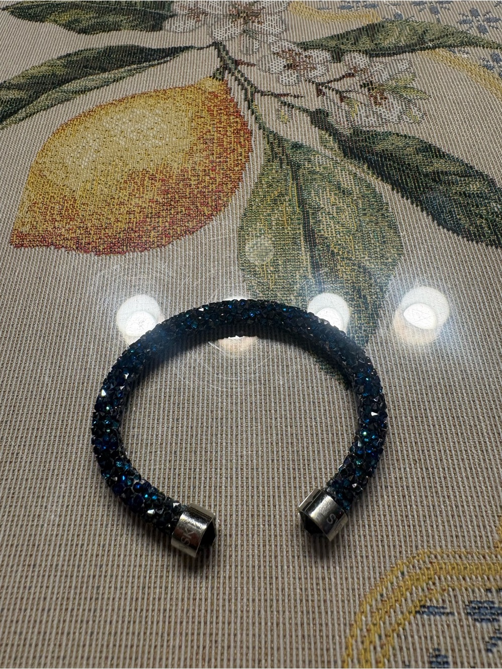 Swarovski Crystal Mesh Cuff Bracelet - Navy Blue
